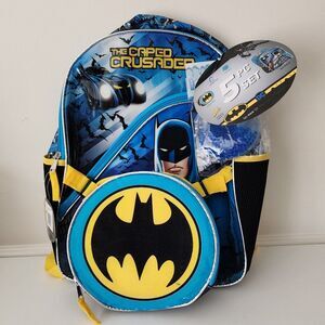 NWT - Batman School Backpack w/Accessories (Lunch Bag, Ice Pack)